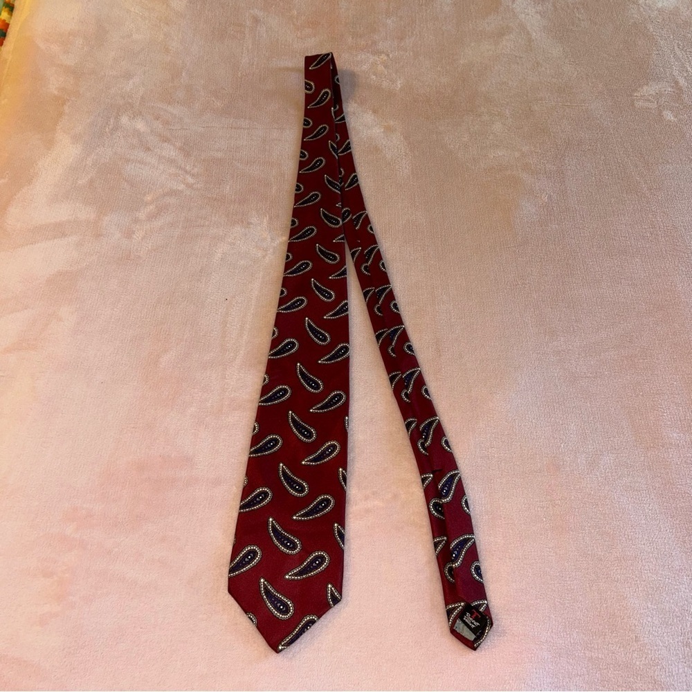 Robert Talbott for Nordstrom vintage red silk tie with paisley print made in USA
